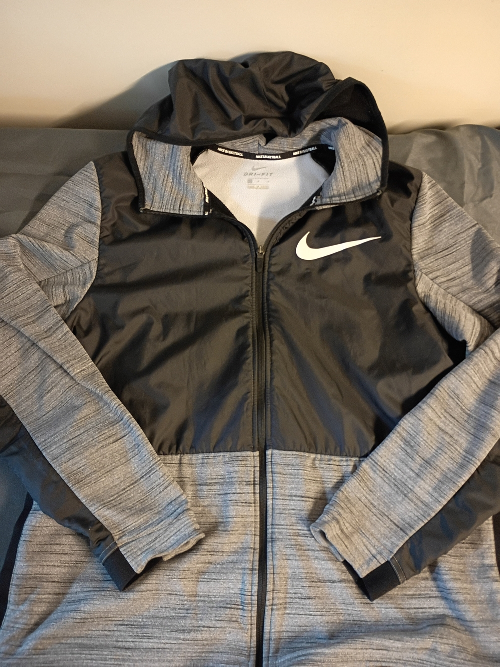 Nike Black and Grey Hooded Performance Jacket